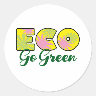 Retro-Öko-Design Go Green Runder Aufkleber