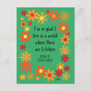 Retro Oktober Anne von Grünem Gable Herbstblumen Postkarte