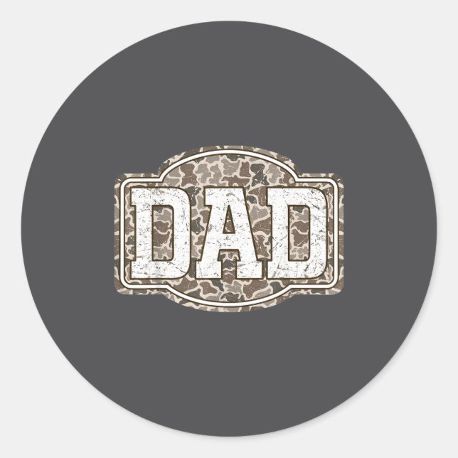Retro Old Camo Dad Camouflage Hunting Season Fathe Runder Aufkleber (Vorderseite)