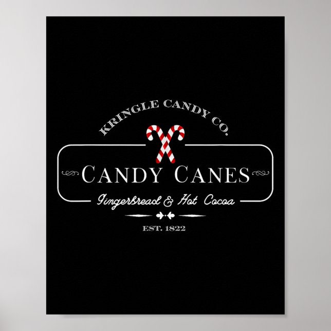 Retro Old Fashioned Kringle Candy Canes Co Merry C Poster (Vorne)