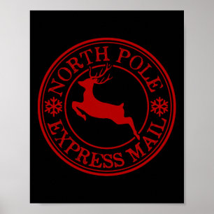 Retro Old Fashioned Nordpol Express Mail Rentiere Poster