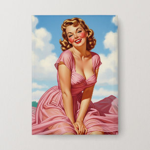Retro Old Hollywood Glamour Blonde Button-up Ar Button