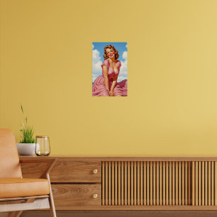 Retro Old Hollywood Glamour Blonde Button-up Ar Poster