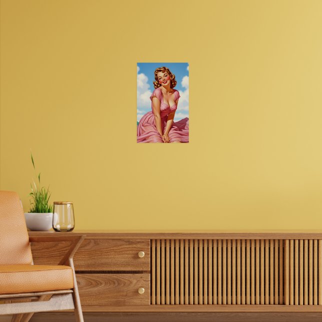 Retro Old Hollywood Glamour Blonde Button-up Ar Poster (Wohnzimmer 2)