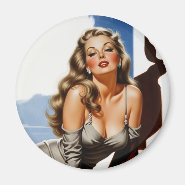 Retro Old Hollywood Schöne Blonde Frau Magnet (Vorne)