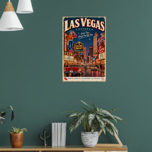 Retro Old Las Vegas Nevada Fremont Street Reise Poster