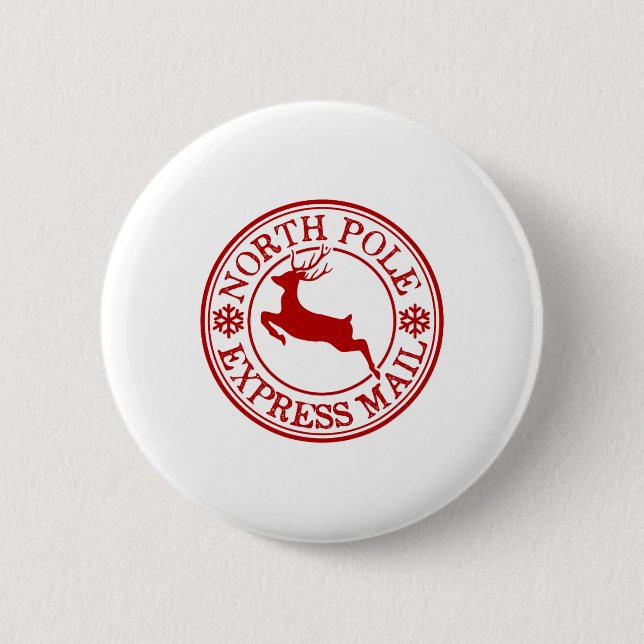 Retro Old modische North Pole Express Mail Reinde Button (Vorderseite)