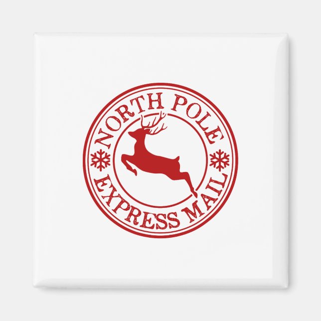 Retro Old modische North Pole Express Mail Reinde Magnet (Vorne)