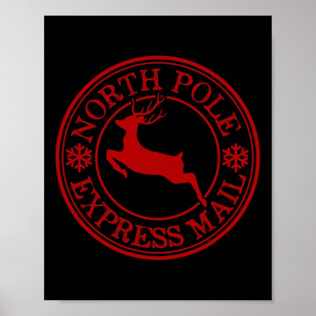 Retro Old modische North Pole Express Mail Reinde Poster (Vorne)