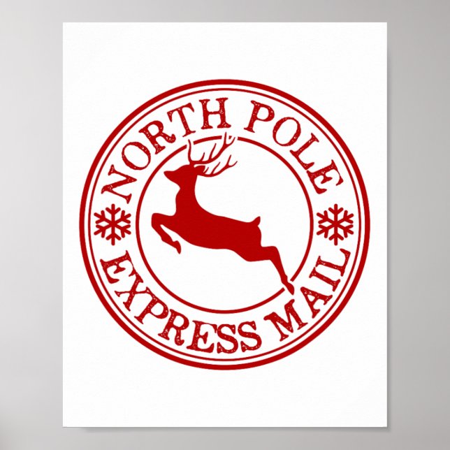 Retro Old modische North Pole Express Mail Reinde Poster (Vorne)