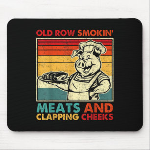 Retro Old Row räuchert Fleisch und klatscht Wangen Mousepad