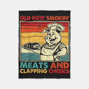 Retro Old Row raucht Fleisch und klatscht Wangen F Fleecedecke