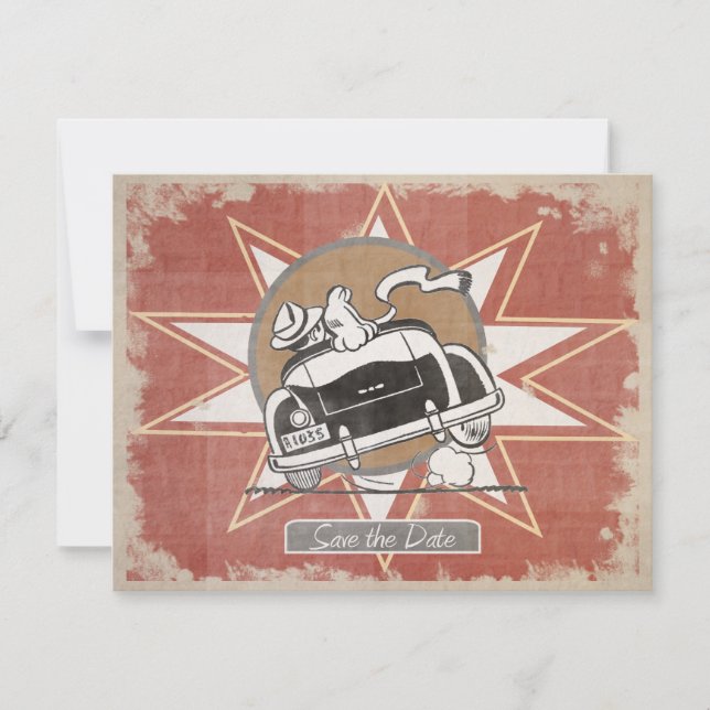 Retro-Oldtimer Terminankündigung Einladung (Vorderseite)