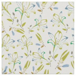 Retro Olive Green Lilie Blume Muster Stoff