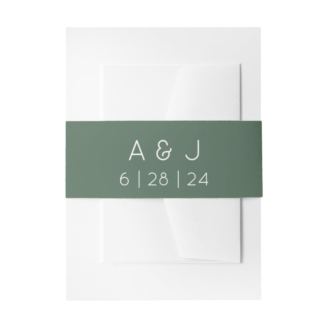Retro Olive Green Wedding Einladungsbanderole (Vorderseite Beispiel)