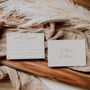 Retro Oliven Grün Handgeschriebene Hochzeit RSVP Karte