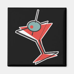 Retro-Oliven-Martini Magnet