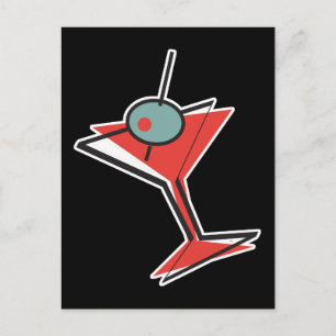 Retro-Oliven-Martini Postkarte