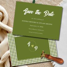 Retro Olivgrüne minimalistische karierte Hochzeit