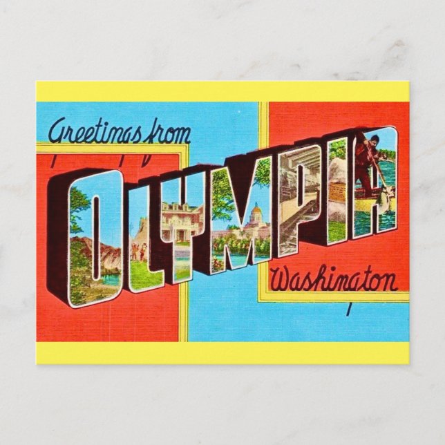 Retro Olympia WA Postkarte (Vorderseite)