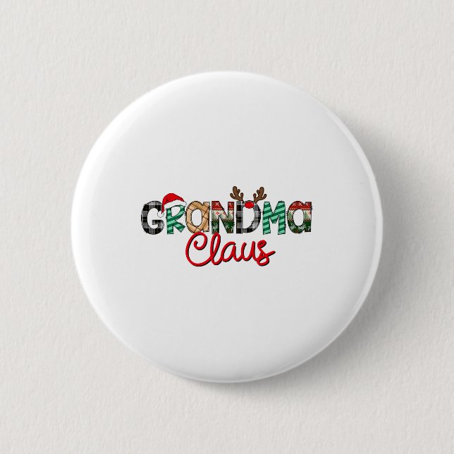 Retro Oma Claus Reindeer Christmas Matching Fa Button (Vorderseite)