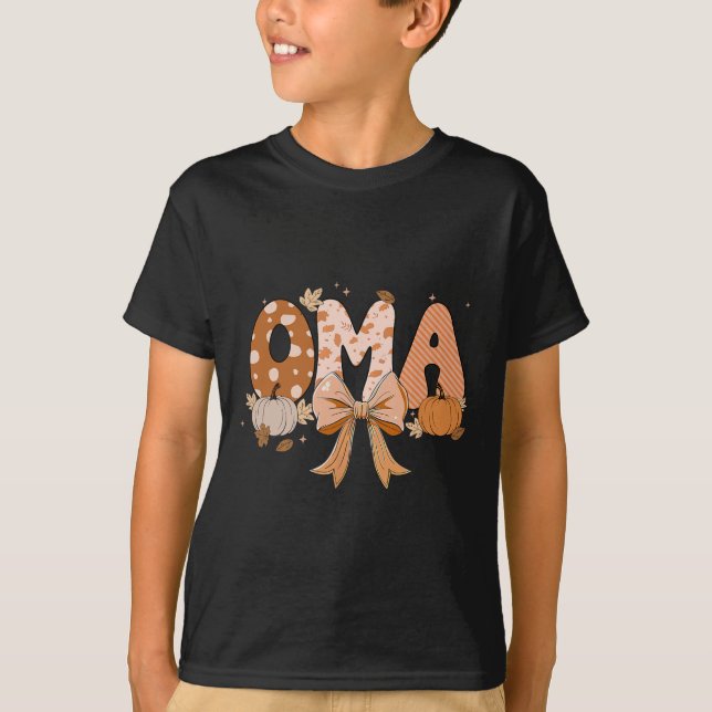 Retro Oma Coquette Bows Leopard Fall Erntedank T-Shirt (Vorderseite)