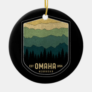 Retro Omaha Nebraska NE Staat Gebirge Vintag Keramik Ornament