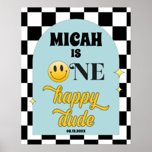 Retro One Happy Dude Anniversaire Affiche de bienv