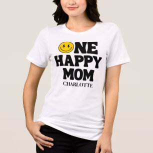 Retro One Happy Mom Smile Gesicht Geburtstag Tri-Blend Shirt