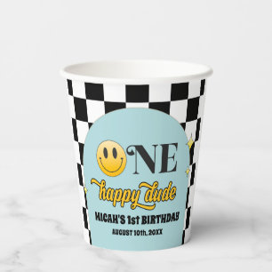 Retro One Happy Typ Geburtstagspapier Cup Pappbecher