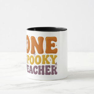 Retro One Spooky Teacher Groovy Halloween Mug