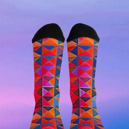 Retro Op-Art  multicolor Triangle Socks Socken