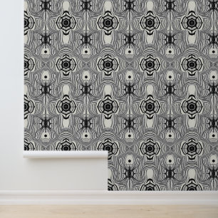 Retro Op Art Schwarz-Weiß Muster Tapete