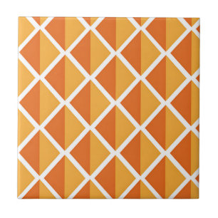 Retro-Orang Diamant-Harlekin-Muster Fliese