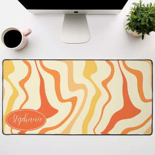 Retro Orange Abstract Groovy Wirbel Schreibtischunterlage