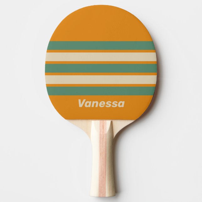 Retro Orange Across Striping with Name Tischtennis Schläger (Vorderseite)