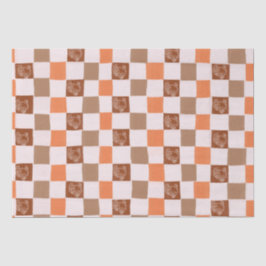 Retro orange and brown Turkey Checkered Seidenpapier
