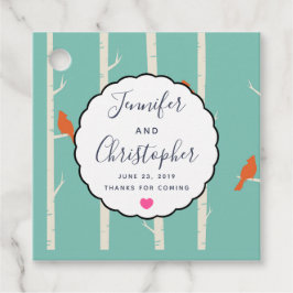 Retro Orange Birds on Birch Trees Wedding Danke Geschenkanhänger