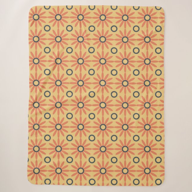 Retro Orange & Black Niedliches Abstraktes Blumenm Sherpadecke (Vorderseite)