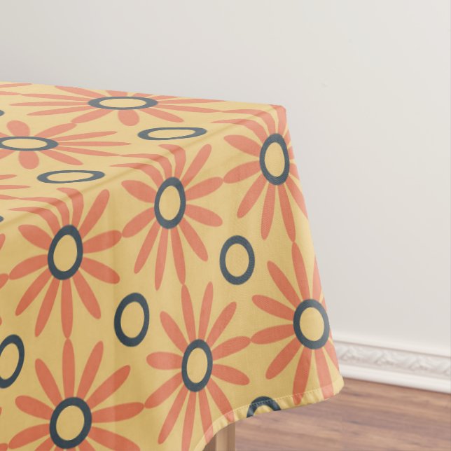 Retro Orange & Black Niedliches Abstraktes Blumenm Tischdecke (Beispiel)