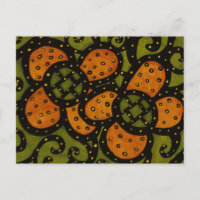 Retro-Orange-Blume auf der Postkarte für grüne Kun