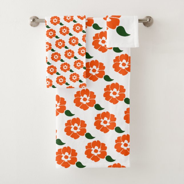 Retro-Orange-Blume Badhandtuch Set (Insitu)