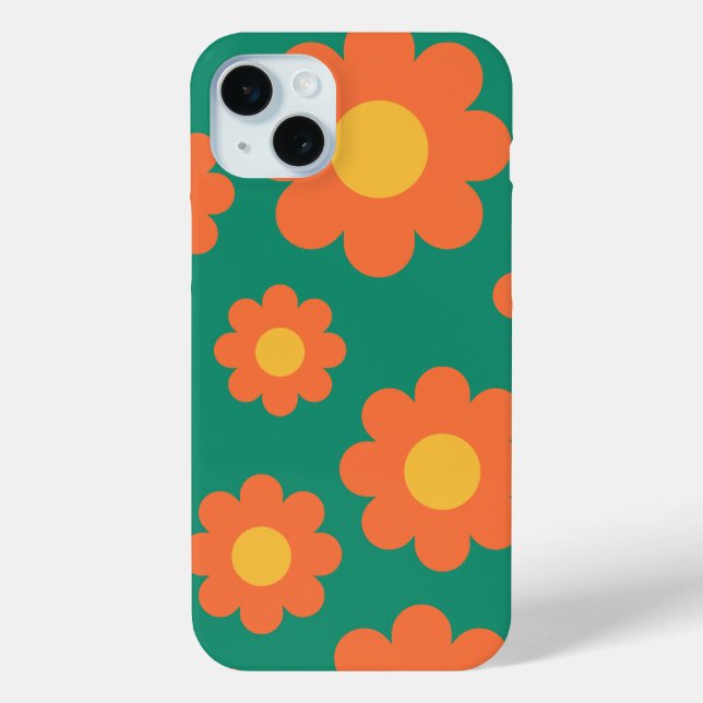 Retro Orange-Blume Case-Mate iPhone Hülle (Rückseite)