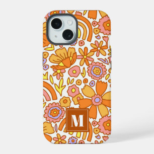 Retro Orange Blume iPhone Case 15 Hülle