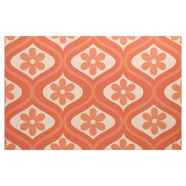 Retro Orange Blume Pattern auf der Mitte des Jahrh Stoff (Yard (91,4 cm))
