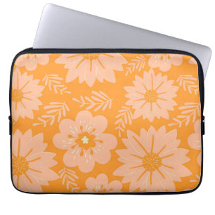 Retro Orange Blumiges Lebendiges Frühling- und Som Laptopschutzhülle