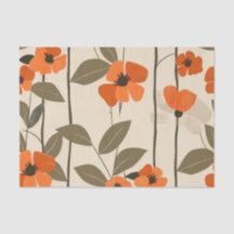 Retro Orange Botanisch Bold 70er Jahre Vintage Flo
