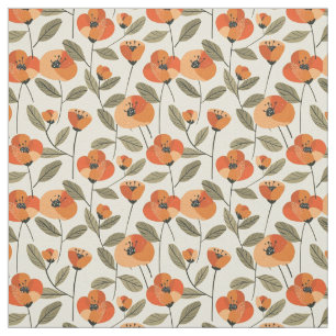 Retro Orange Botanisch Bold 70er Jahre Vintage Flo Stoff