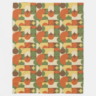 Retro orange braun grün gelb geometrische Formen Fleecedecke