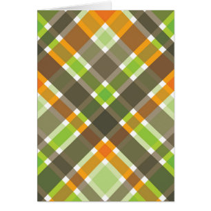 Retro Orange Brown Green Kariert Blank Card